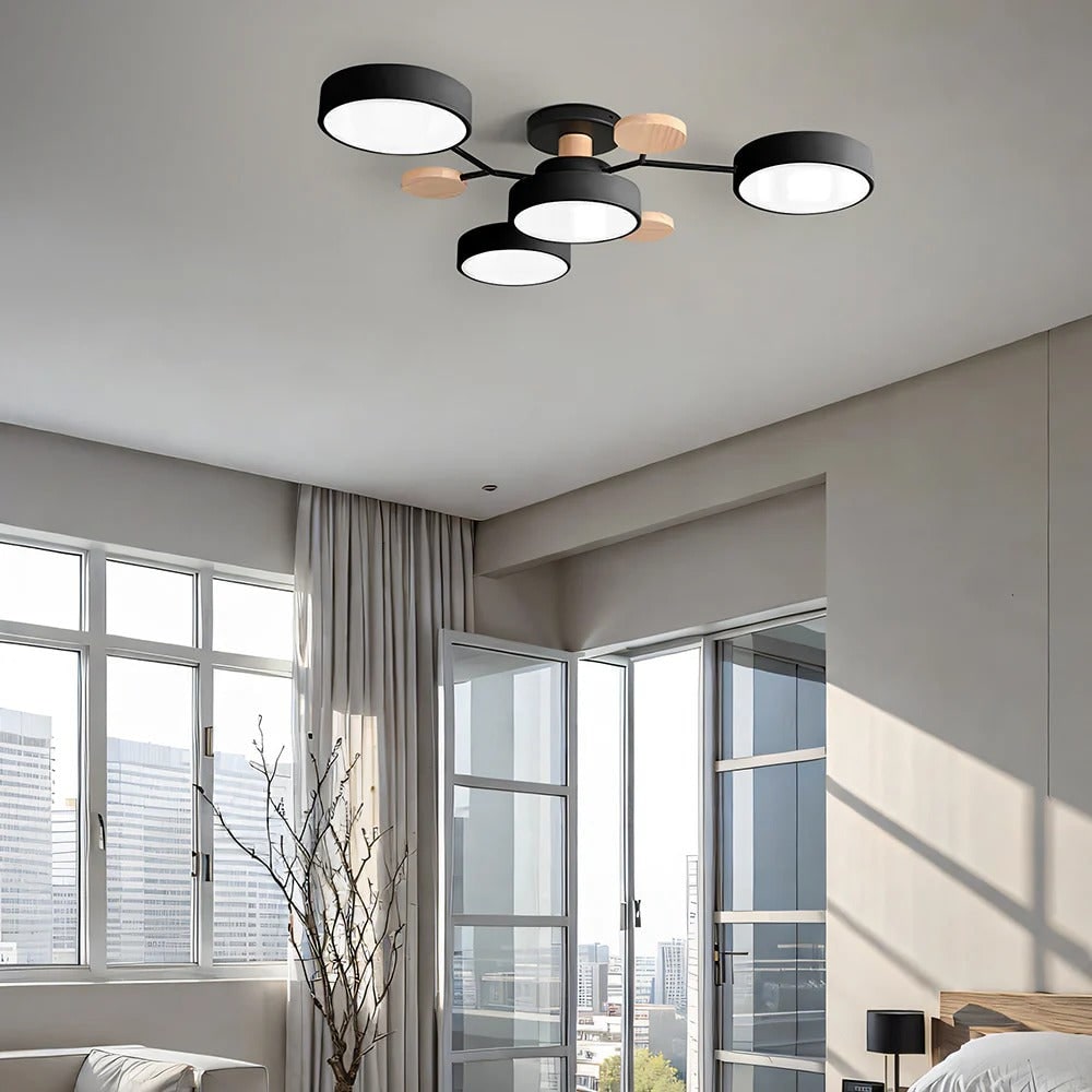 Modern LED Semi Flush Ceiling Chandelier with Adjustable Light Options