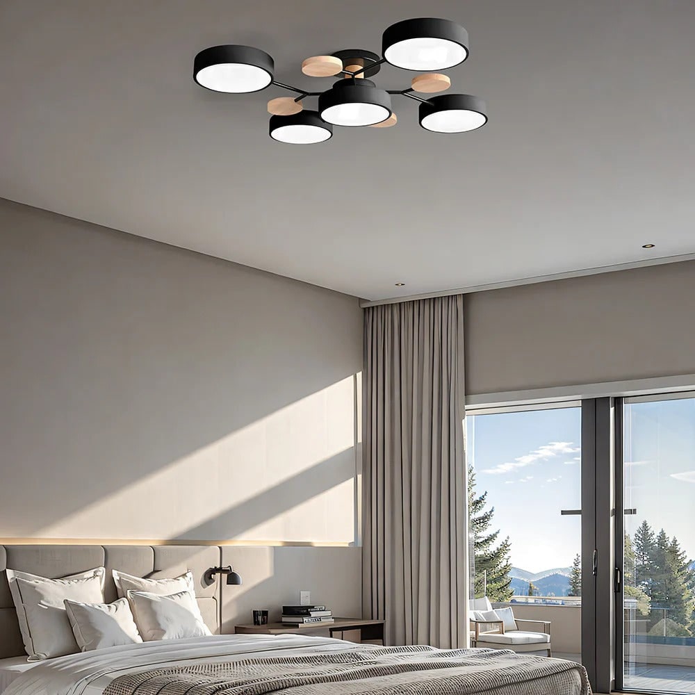 Modern LED Semi Flush Ceiling Chandelier with Adjustable Light Options