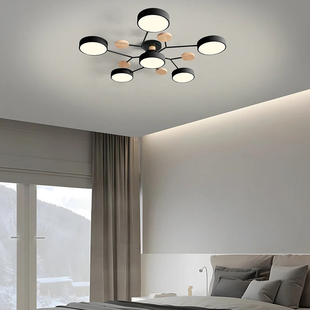 Modern LED Semi Flush Ceiling Chandelier with Adjustable Light Options