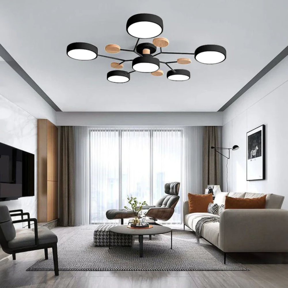 Modern LED Semi Flush Ceiling Chandelier with Adjustable Light Options