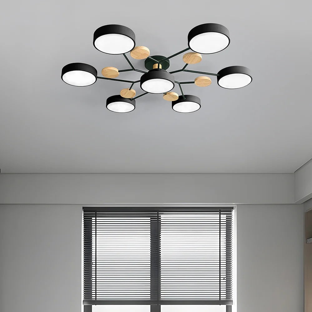 Modern LED Semi Flush Ceiling Chandelier with Adjustable Light Options