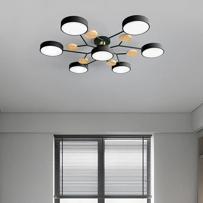 Modern LED Semi Flush Ceiling Chandelier with Adjustable Light Options