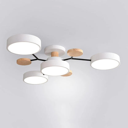 Modern LED Semi Flush Ceiling Chandelier with Adjustable Light Options