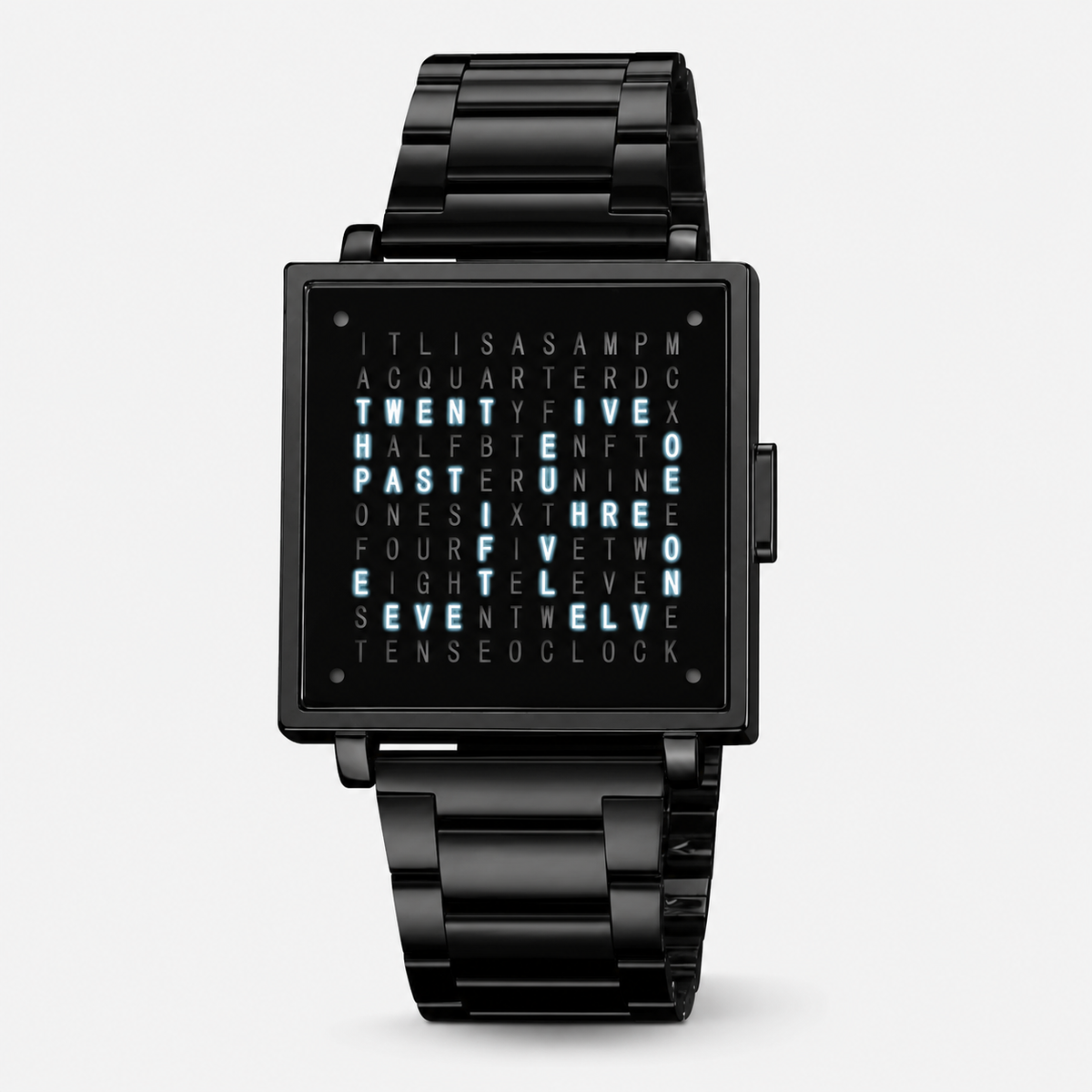 Modern Text Display Watch with Illuminated Digital Face