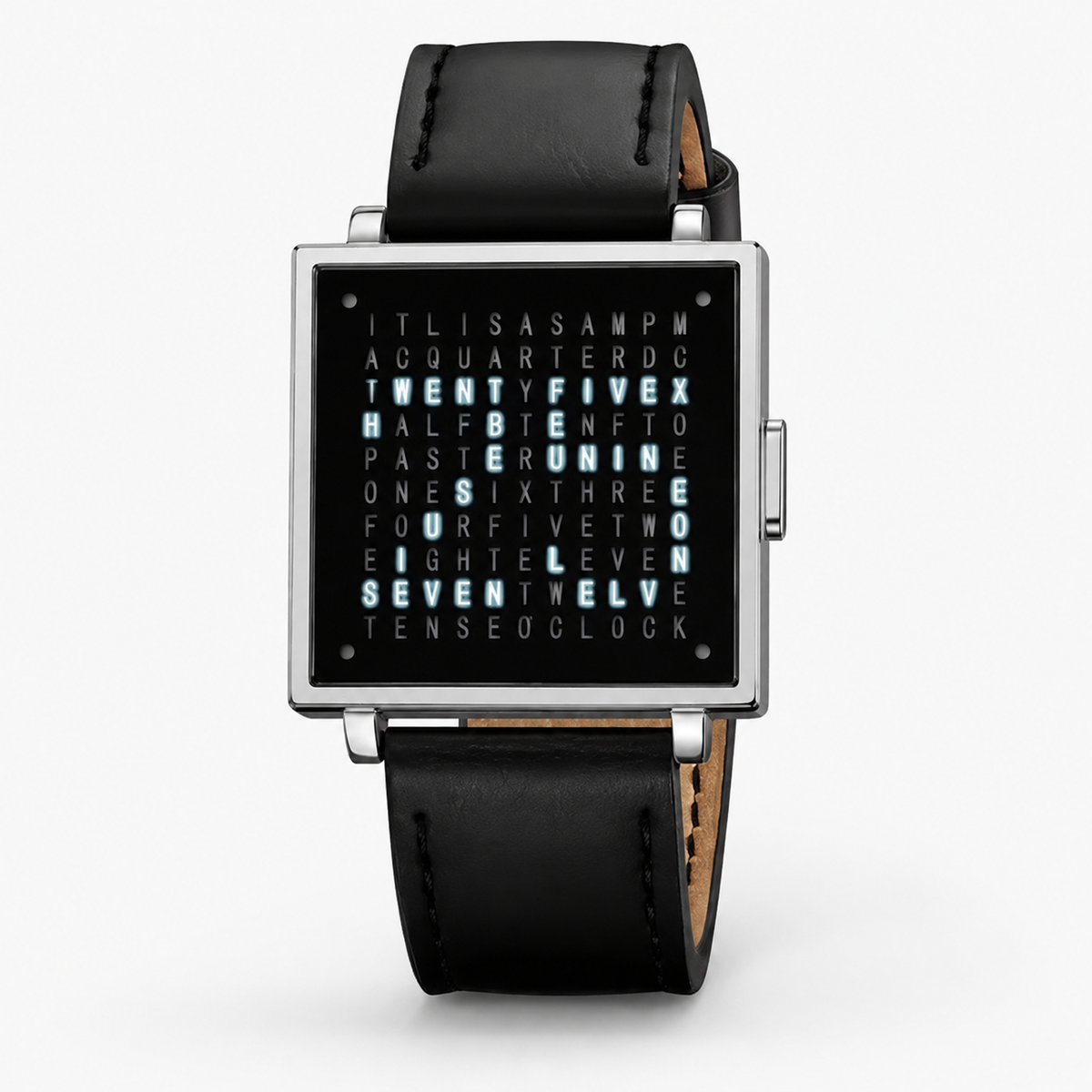 Modern Text Display Watch with Illuminated Digital Face
