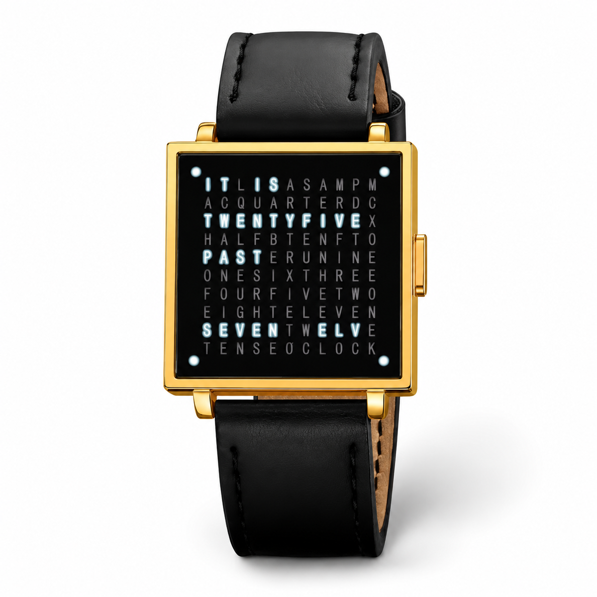 Modern Text Display Watch with Illuminated Digital Face