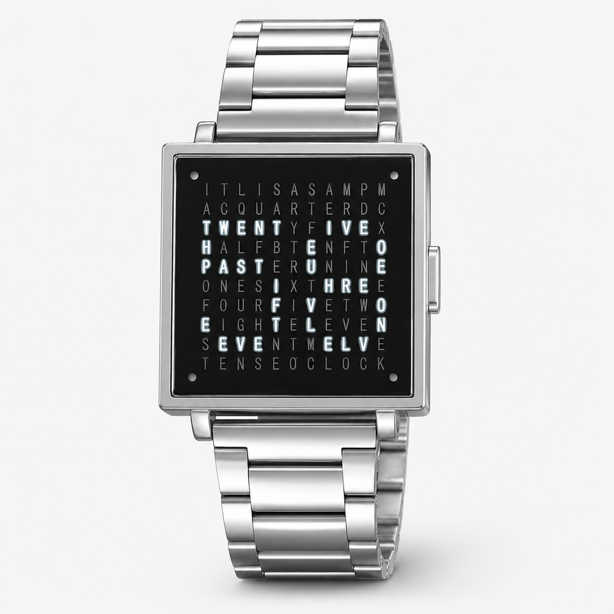 Modern Text Display Watch with Illuminated Digital Face