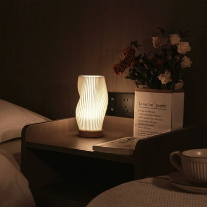 Moderne golvende tafellamp met USB, dimbare LED-verlichting en houten voet