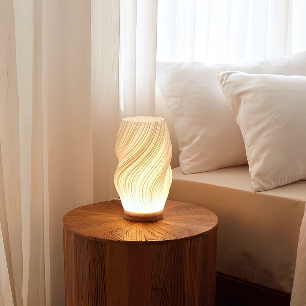 Moderne golvende tafellamp met USB, dimbare LED-verlichting en houten voet