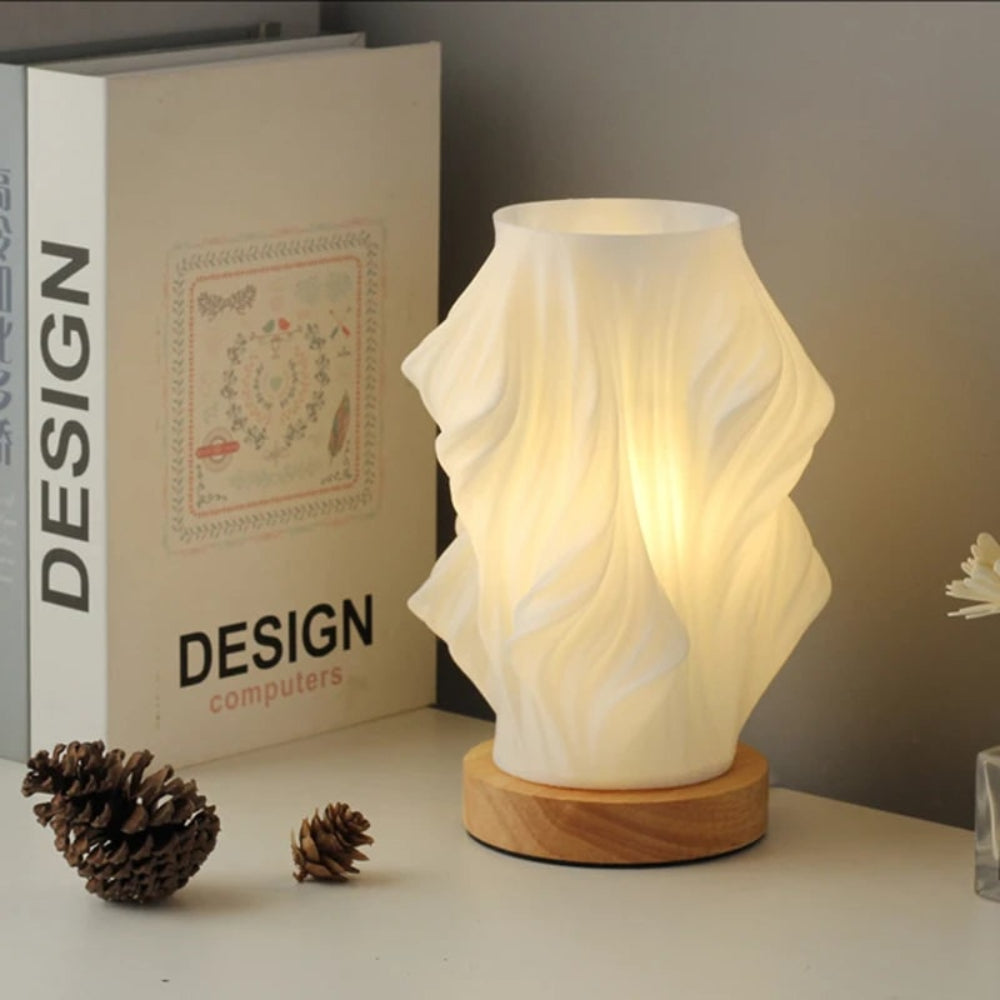 Moderne golvende tafellamp met USB, dimbare LED-verlichting en houten voet
