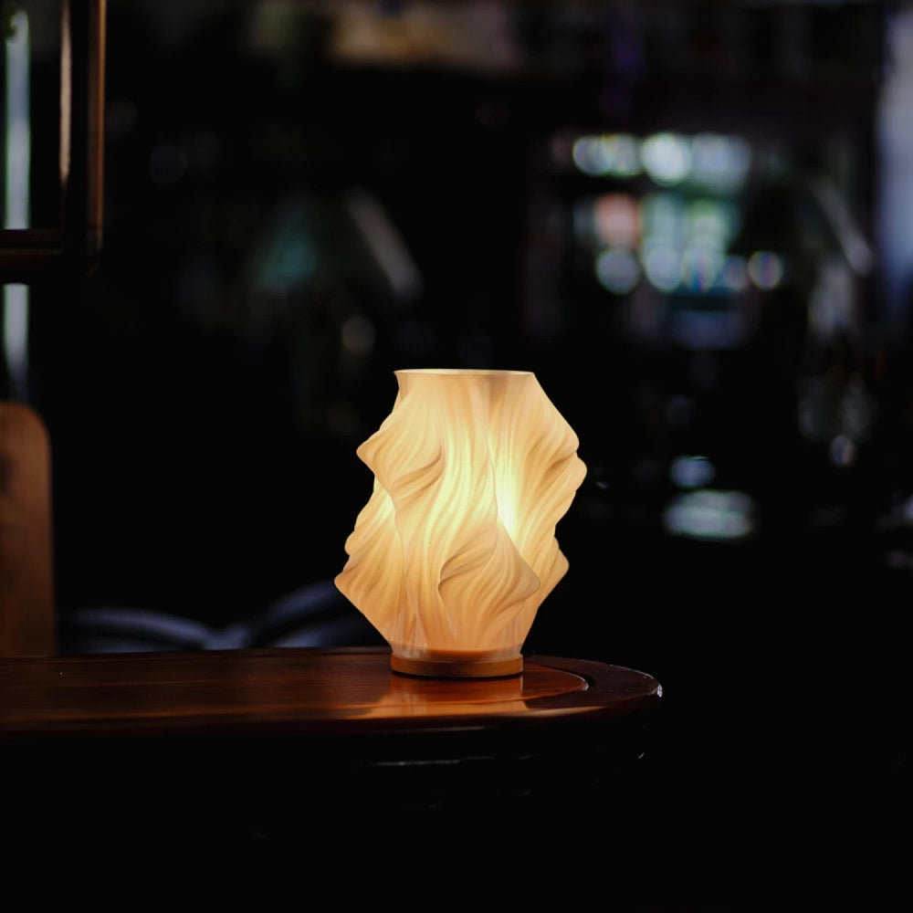 Moderne golvende tafellamp met USB, dimbare LED-verlichting en houten voet