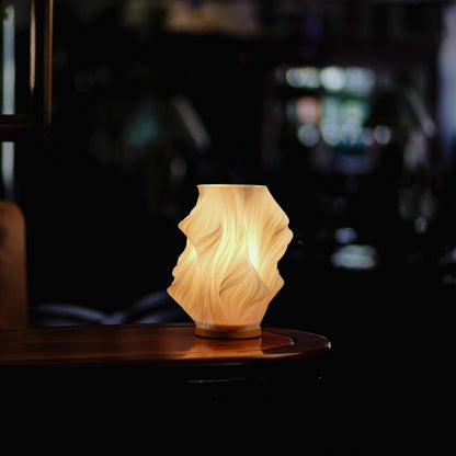 Moderne golvende tafellamp met USB, dimbare LED-verlichting en houten voet