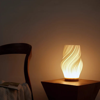 Moderne golvende tafellamp met USB, dimbare LED-verlichting en houten voet