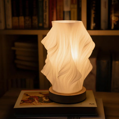 Moderne golvende tafellamp met USB, dimbare LED-verlichting en houten voet
