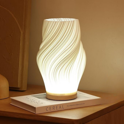 Moderne golvende tafellamp met USB, dimbare LED-verlichting en houten voet