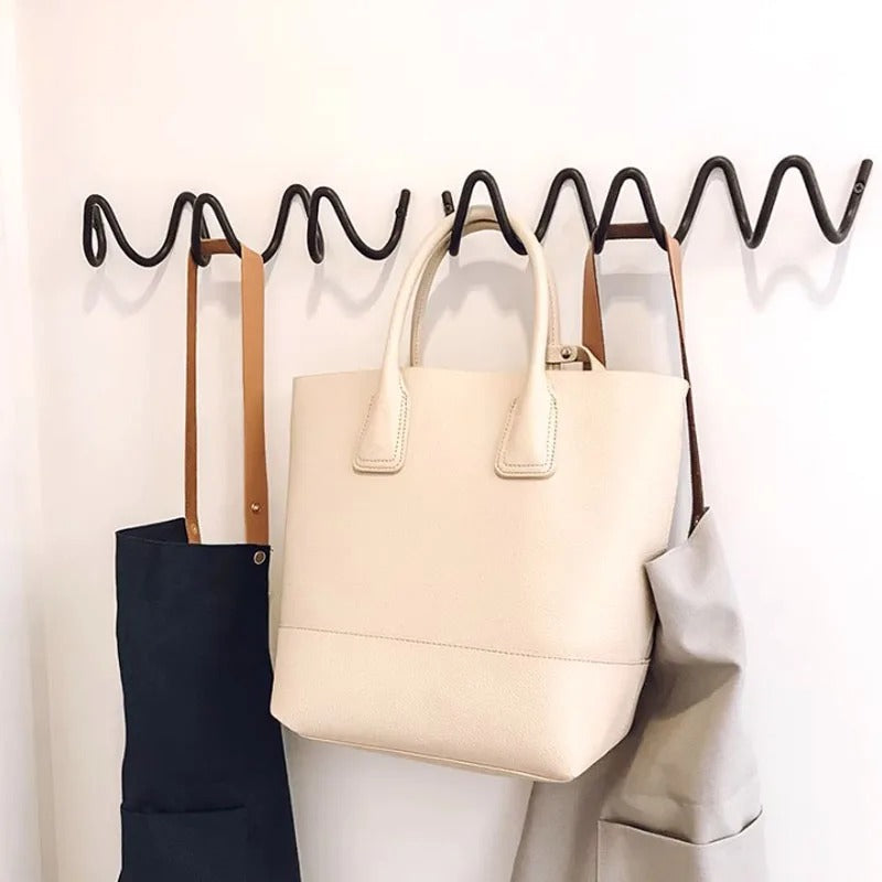 Modern Wave Wall Coat Rack Metal Wall Hooks Decorative Storage Rack