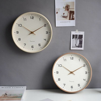 Modern Wooden Wall Clock Minimalist Silent Design for Bedroom Living Room and Office