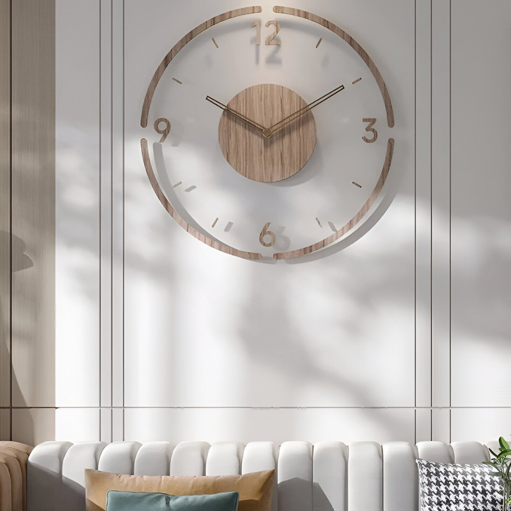 Modern Wooden Wall Clock Silent Large Number Decor