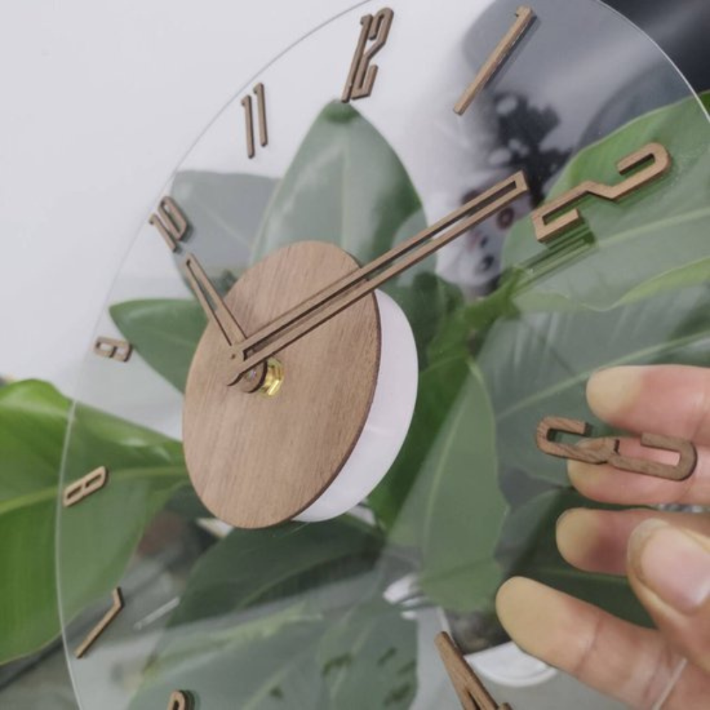 Modern Wooden Wall Clock Silent Large Number Decor