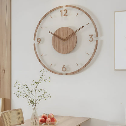 Modern Wooden Wall Clock Silent Large Number Decor