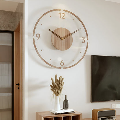 Modern Wooden Wall Clock Silent Large Number Decor