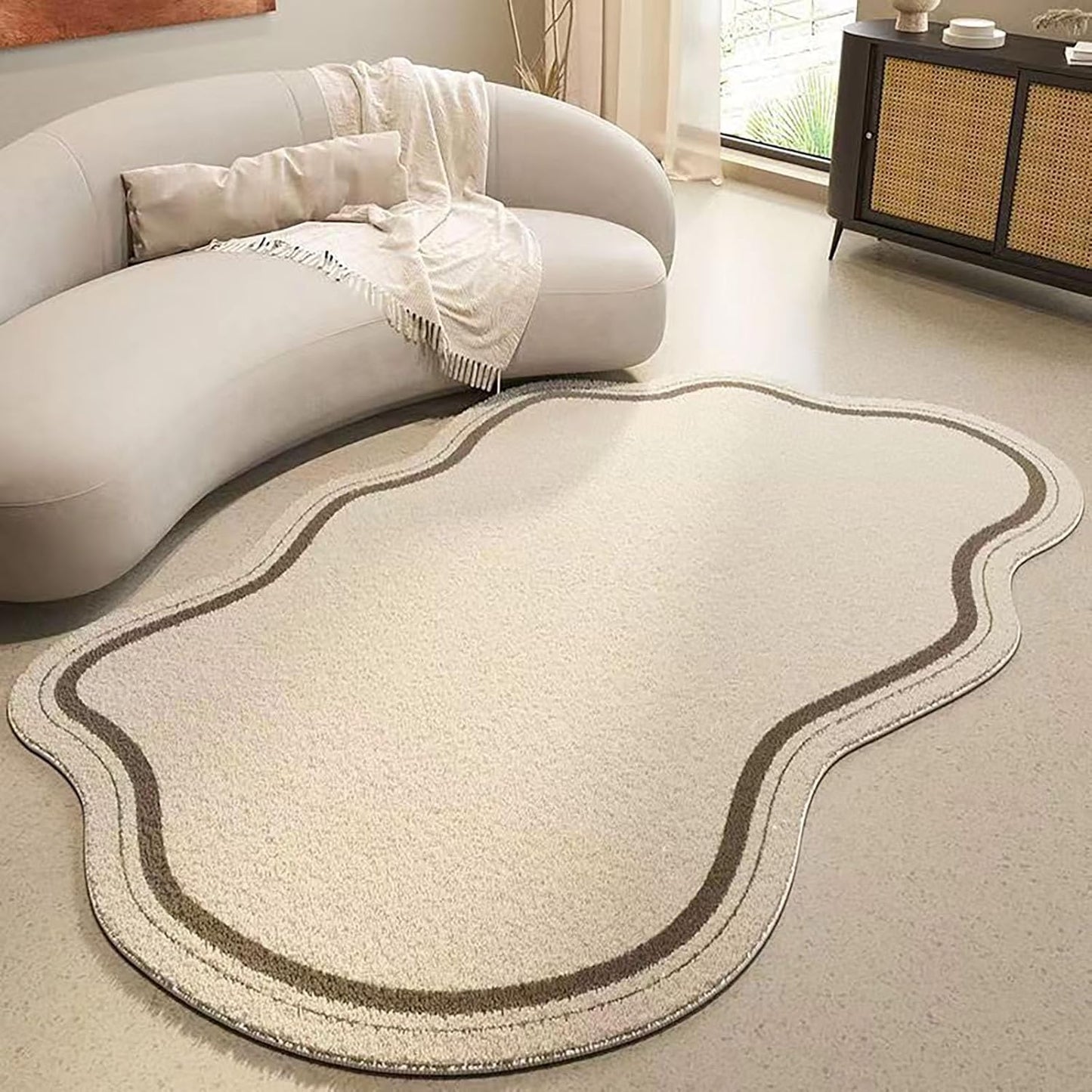 Monochrome Wave Area Rug Modern Abstract Carpet