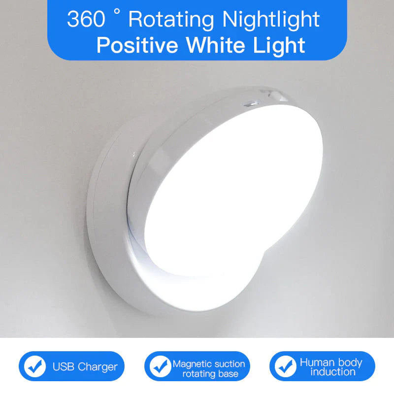Motion Sensor Night Light Wireless LED Auto On Off Night Lamp USB Rechargeable