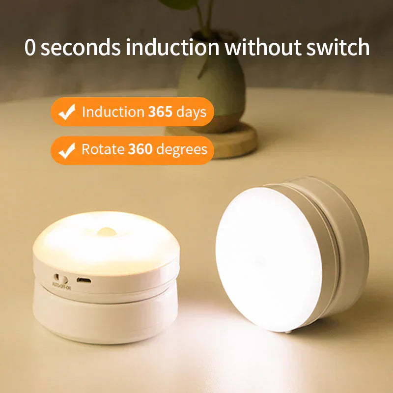Motion Sensor Night Light Wireless LED Auto On Off Night Lamp USB Rechargeable