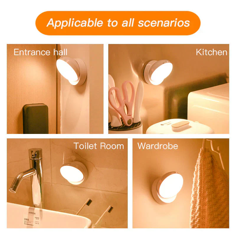 Motion Sensor Night Light Wireless LED Auto On Off Night Lamp USB Rechargeable