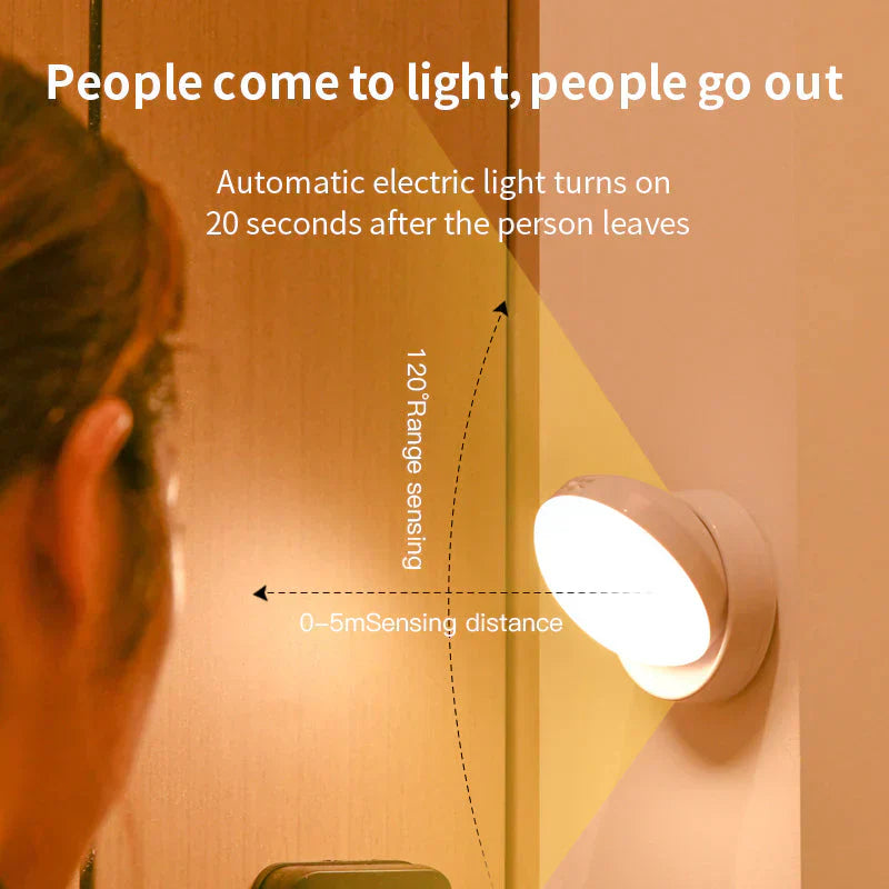 Motion Sensor Night Light Wireless LED Auto On Off Night Lamp USB Rechargeable