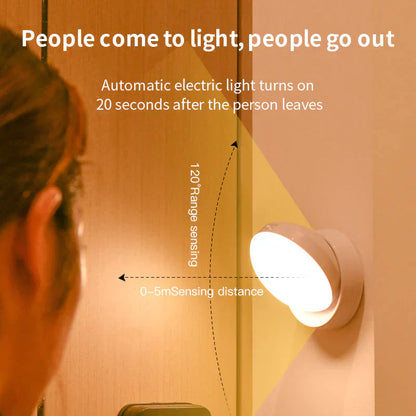 Motion Sensor Night Light Wireless LED Auto On Off Night Lamp USB Rechargeable