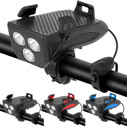 Multifunction Bike Light Phone Holder Power Bank Horn