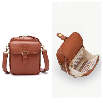 Multifunction Mini Messenger Bag PU Leather Adjustable Crossbody Shoulder Bag