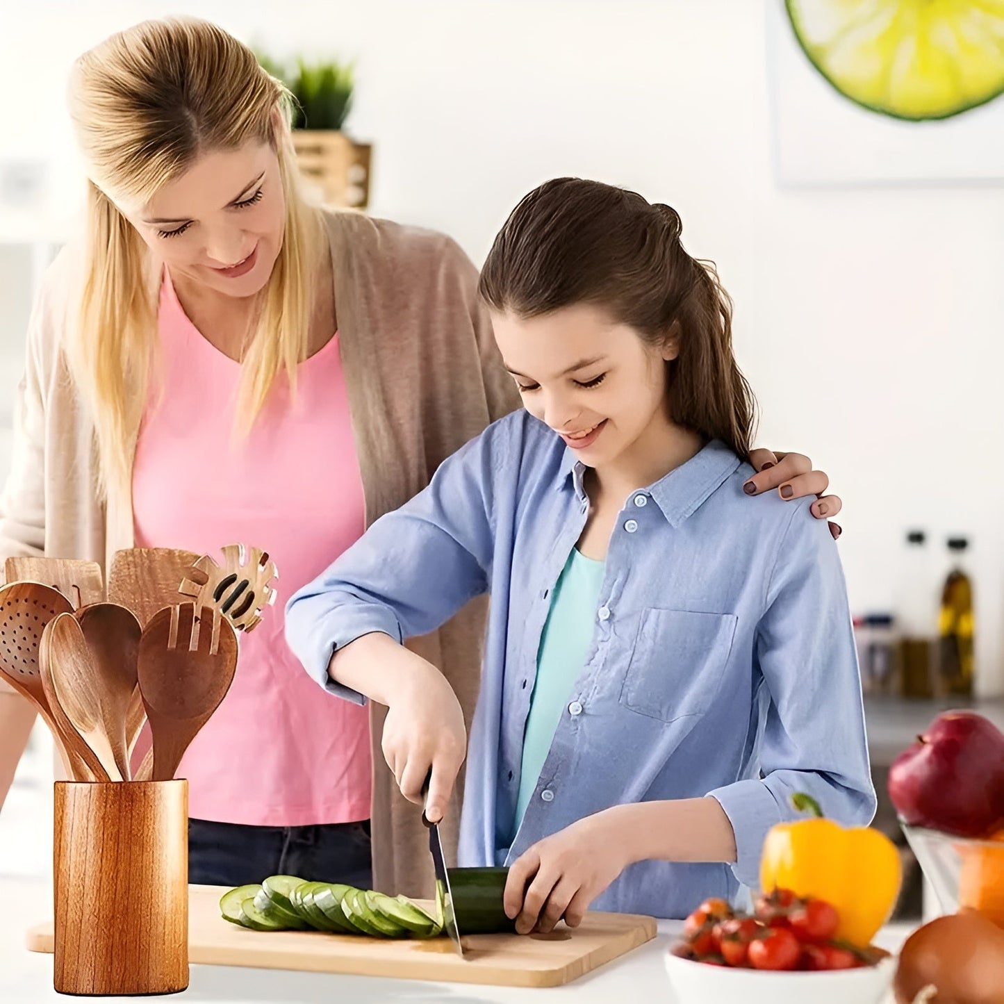 Natural Wooden Cooking Utensil Set 7 Piece Kitchen Tools