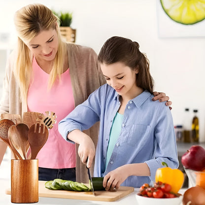 Natural Wooden Cooking Utensil Set 7 Piece Kitchen Tools
