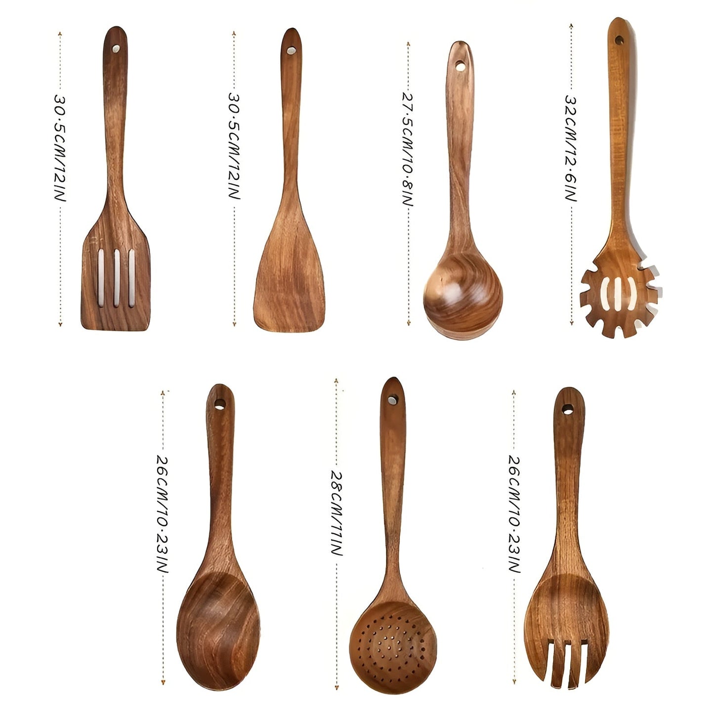 Natural Wooden Cooking Utensil Set 7 Piece Kitchen Tools
