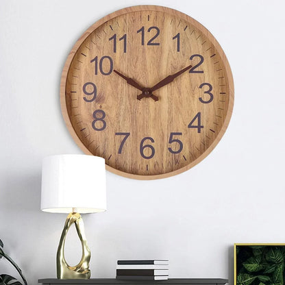 Natural Wooden Wall Clock Minimalist Modern Home Timepiece