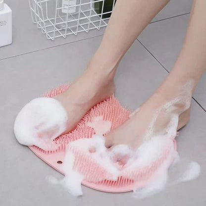 Antislip siliconen badmat met voetschrobber voor onder de douche