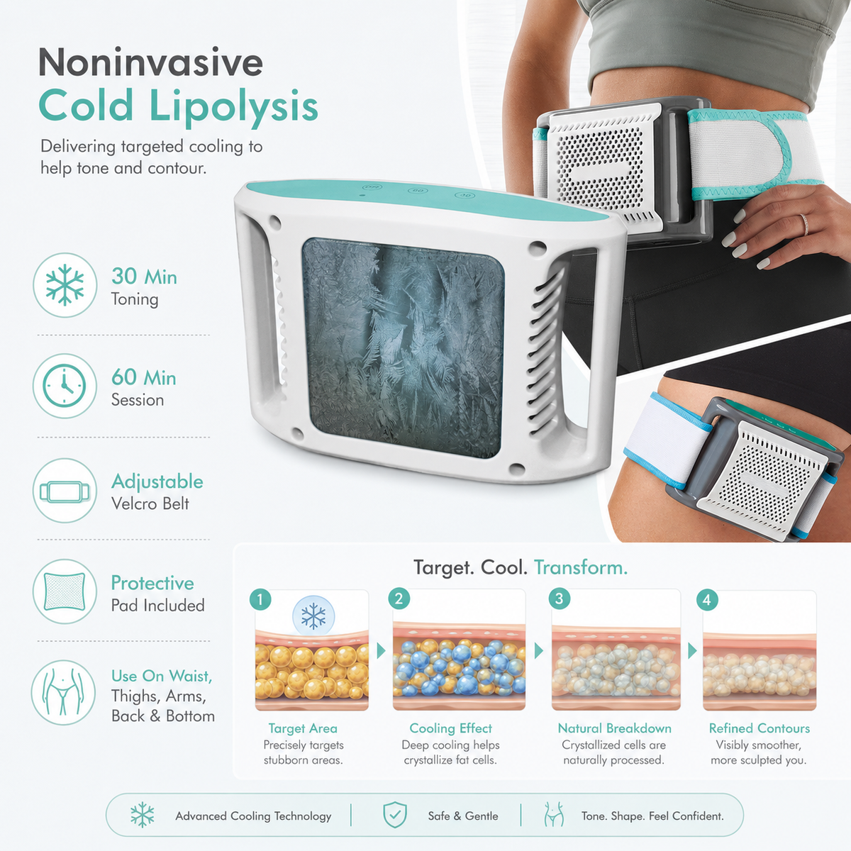 Noninvasive Fat Freezing Device with Cold Lipolysis Technology and Adjustable Velcro Belt