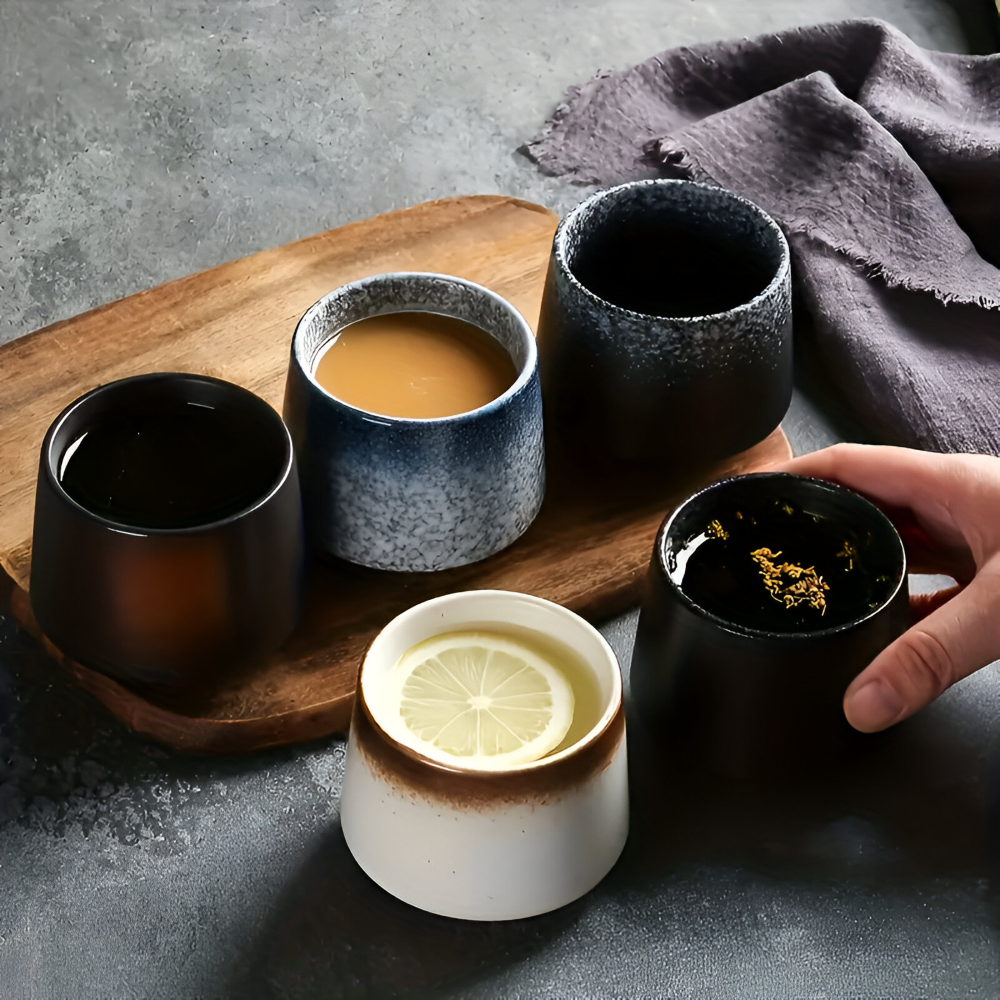 Nordic Ceramic Coffee Cup Set Retro Espresso Tea Mugs