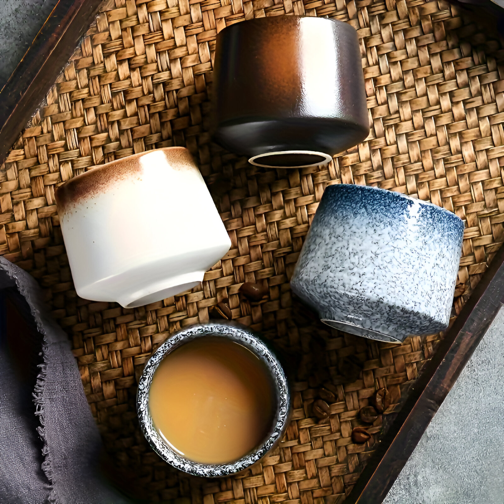 Nordic Ceramic Coffee Cup Set Retro Espresso Tea Mugs