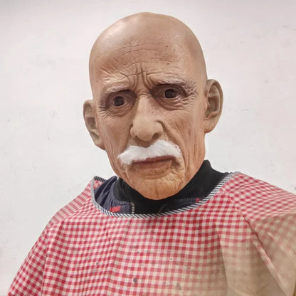 Old Man Halloween Mask with White Beard Full Head Costume Design