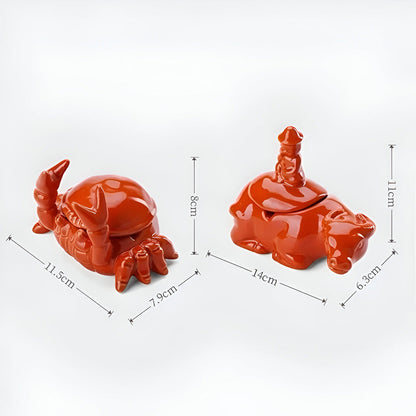 Orange Crab Ceramic Ashtray Decorative Smoking Accessory Artistic Tabletop Ash Holder