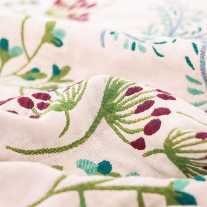 Organic Cotton Floral Throw Blanket Soft Four Layer Gauze Decorative Quilt