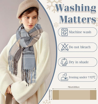 Oversized Plaid Winter Scarf Soft Chunky Wrap Shawl for Warmth and Everyday Style