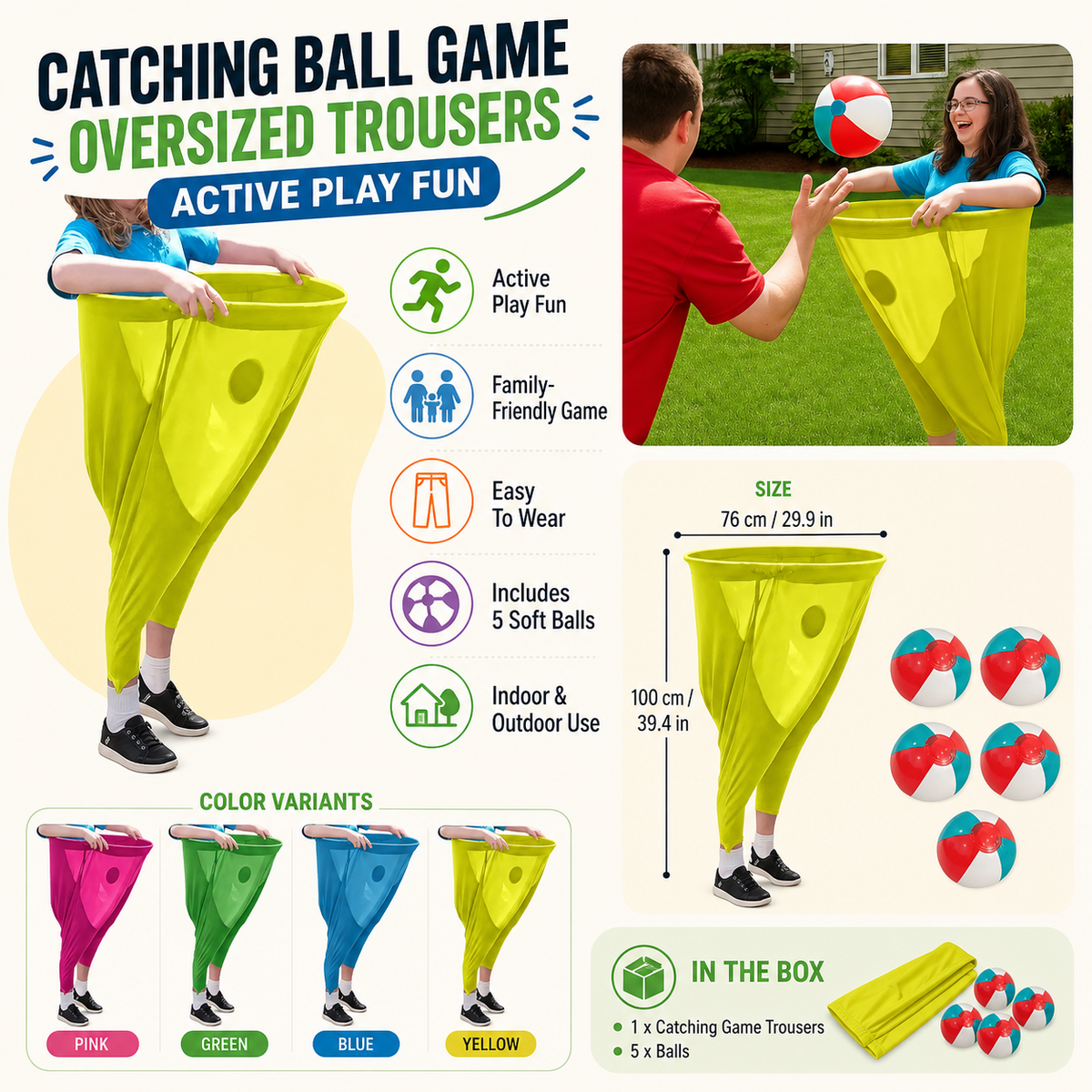 Oversized Trousers Catching Ball Game for Active Group Play