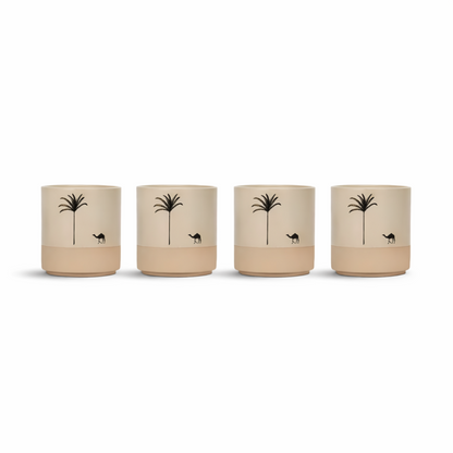 Palm Pattern Ceramic Coffee Cup Set Espresso Tea Mugs