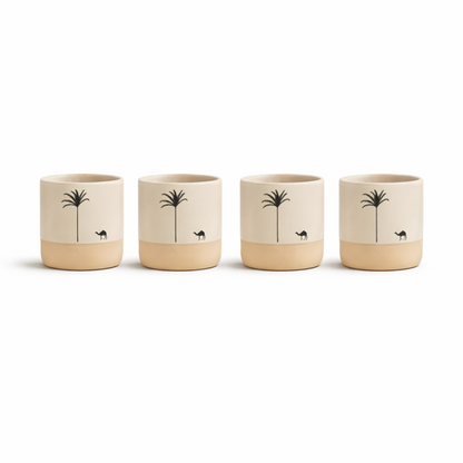 Palm Pattern Ceramic Coffee Cup Set Espresso Tea Mugs