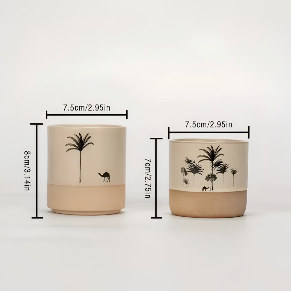 Palm Pattern Ceramic Coffee Cup Set Espresso Tea Mugs