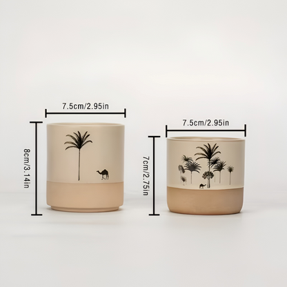 Palm Pattern Ceramic Coffee Cup Set Espresso Tea Mugs